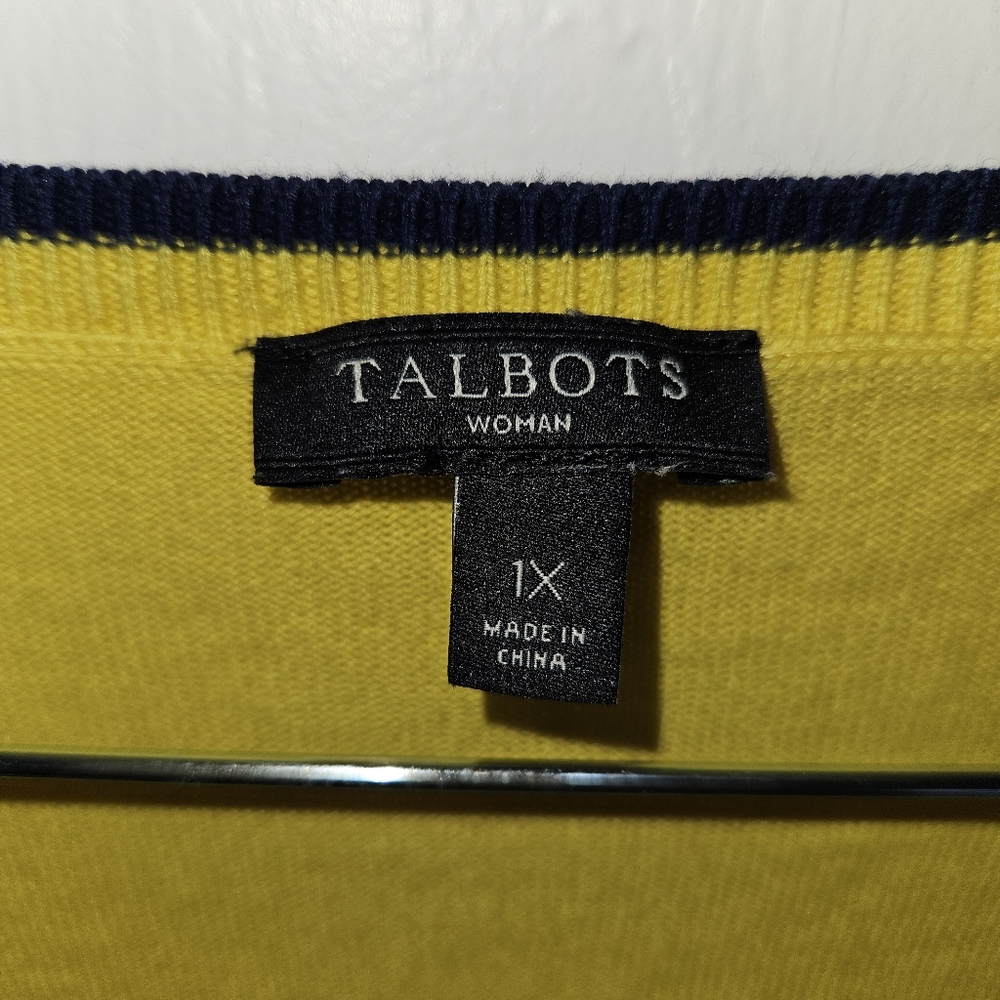 Talbots Women's Size 1X Yellow Geo Print Patterned Charming Cardigan Layering - Picture 7 of 14